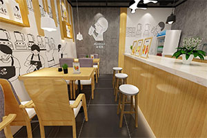 奶茶甜品店裝修設計全景圖