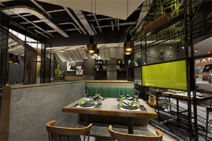 工業風餐飲店裝修設計全景圖